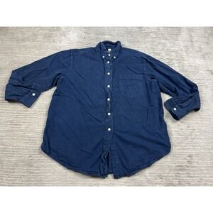 Ruff Hewn Shirt Mens Large Blue Long Sleeve Button Up Cotton Flannel Pocket